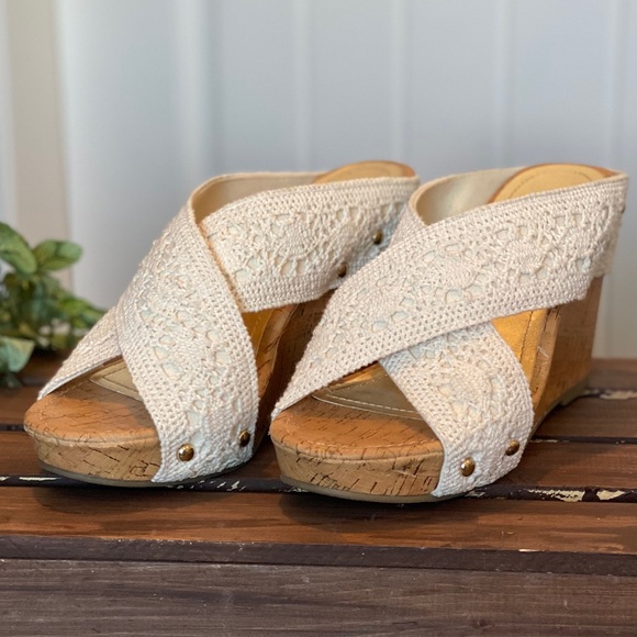 Madden Girl Shoes - Lacey Cute Double Strapped Slip On Wedges